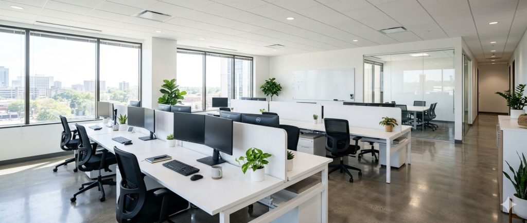 Bright, clean open-plan office in Perth